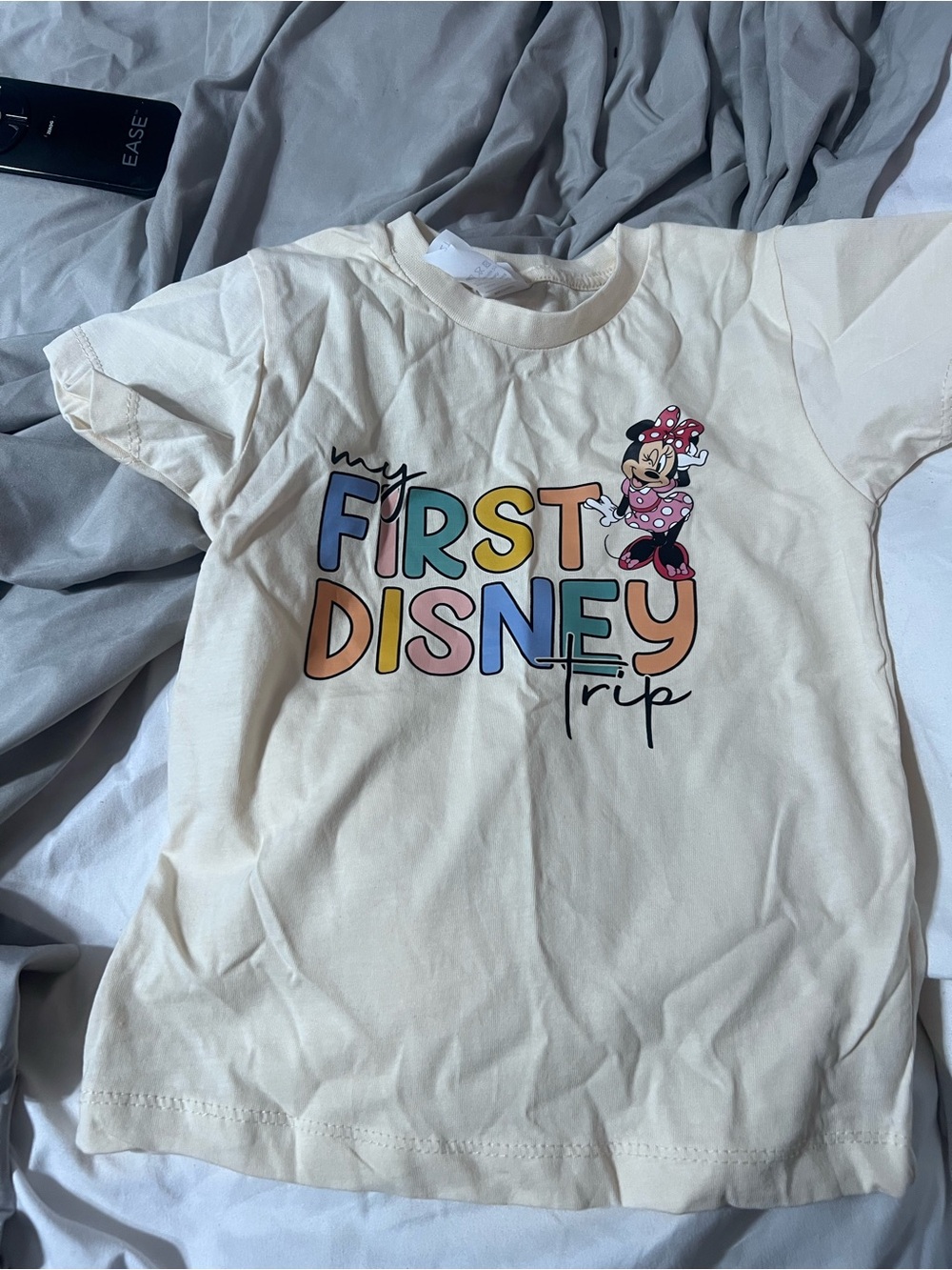 Disney Cream Tee with Colorful "My First Disney Trip" Minnie Graphic